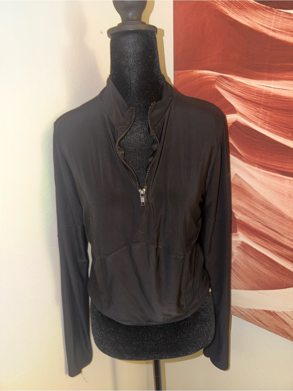 PrettyLittleThing Black Long Sleeve Half-Zip Crop Top